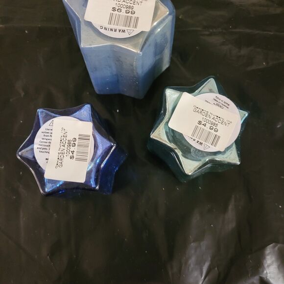 3 start shaped blue colors with carcked silver/gold inside votive - Picture 4 of 8